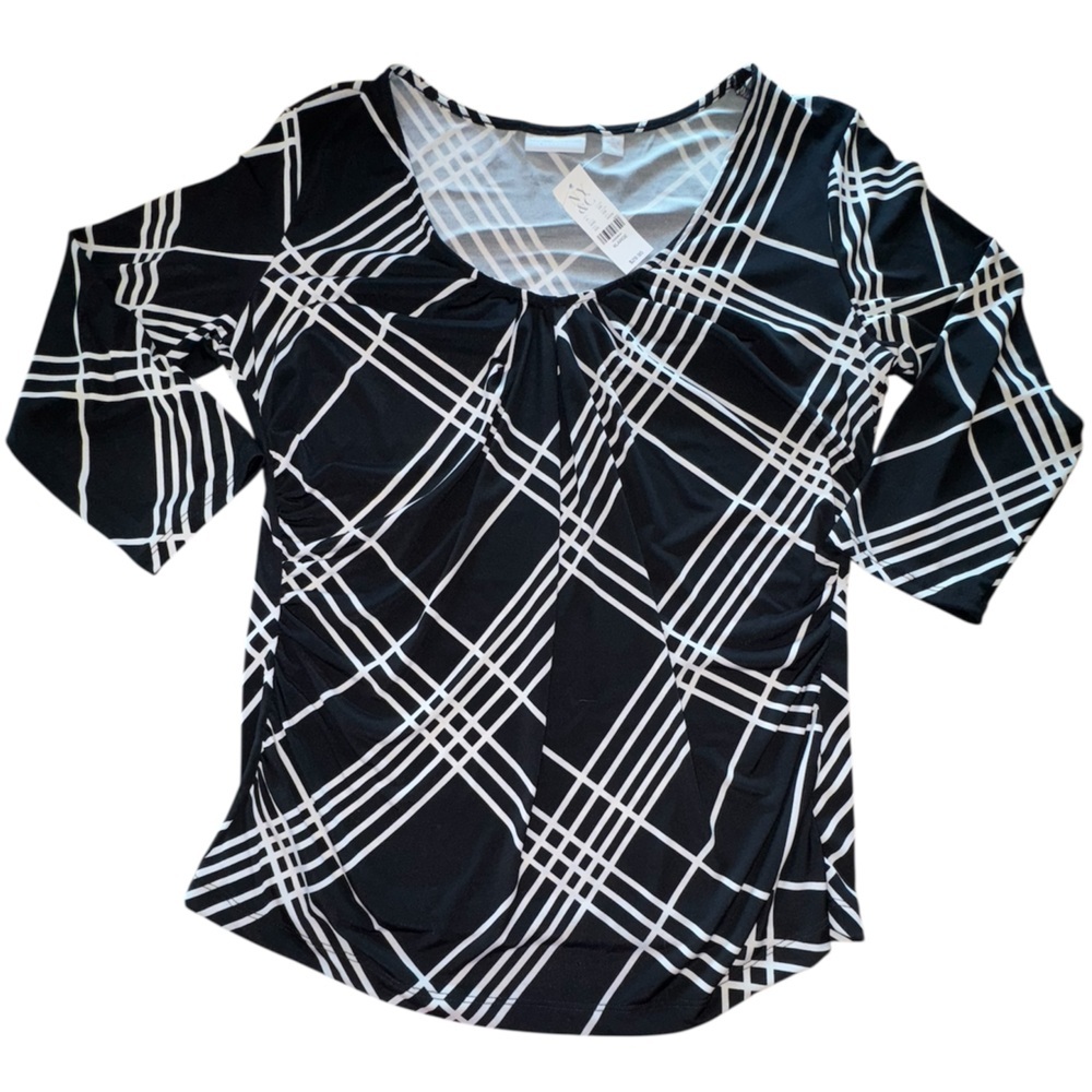 NWT New York & Company Black and White Striped Long Sleeve Top